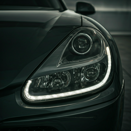 Close-up of luxury armored vehicle headlight