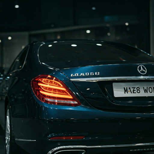 Armored Mercedes-Maybach rear badge view