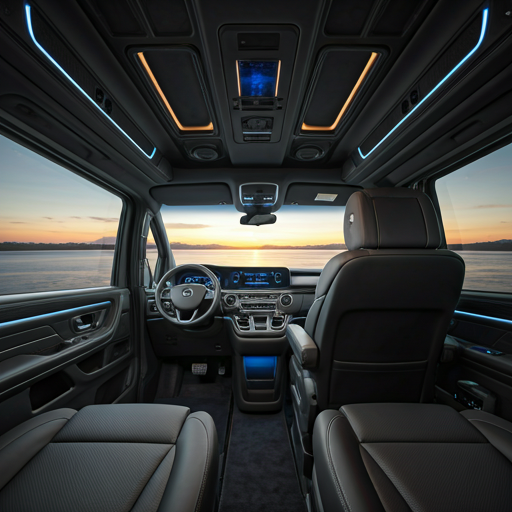 Armored executive van interior with VIP seating